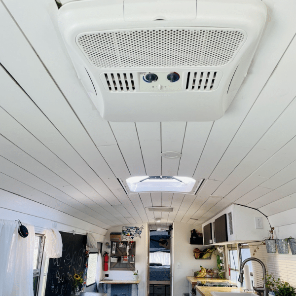 shiplap skoolie ceiling